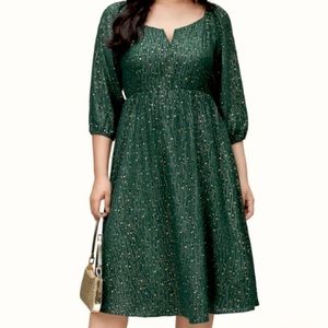 BloomChic Geometric Glitter Notched Collar Dress. Dark green Size 18/20 - 2X NWT